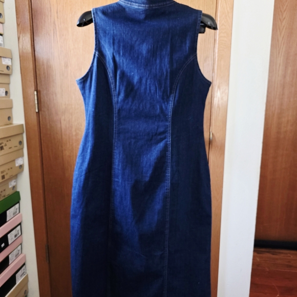 Anthropologie Porridge Denim Hardware Midi Dress Size Large Petite - Picture 5 of 11